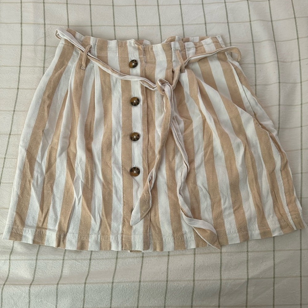 Hollister Striped Skirt White & Beige